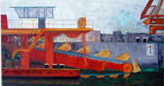 Baggerschiff, 80x150cm